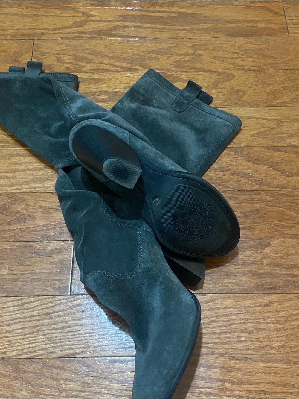 Vince Camuto Tall Suede Block Heel Boots in Dark Grey - Picture 4 of 7